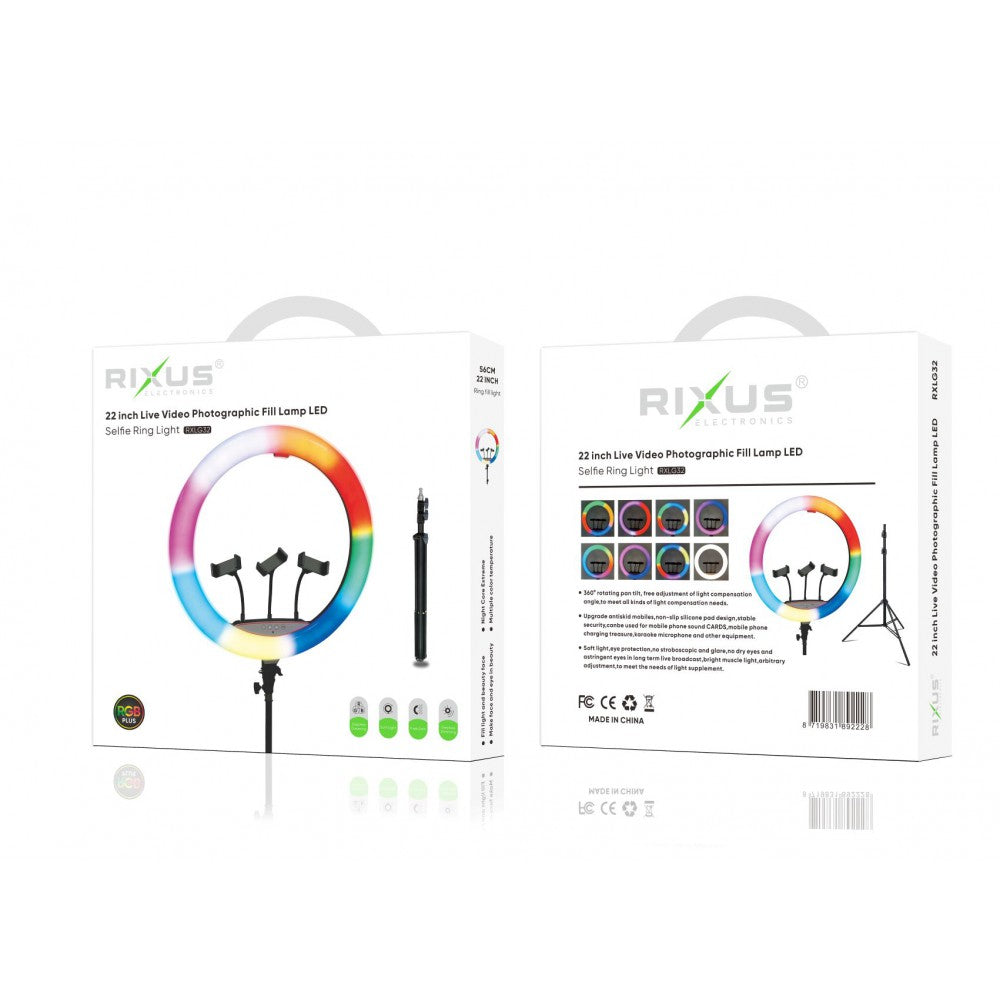 Rixus Selfie Ring Light 22inch + Holder Stick RXLG32