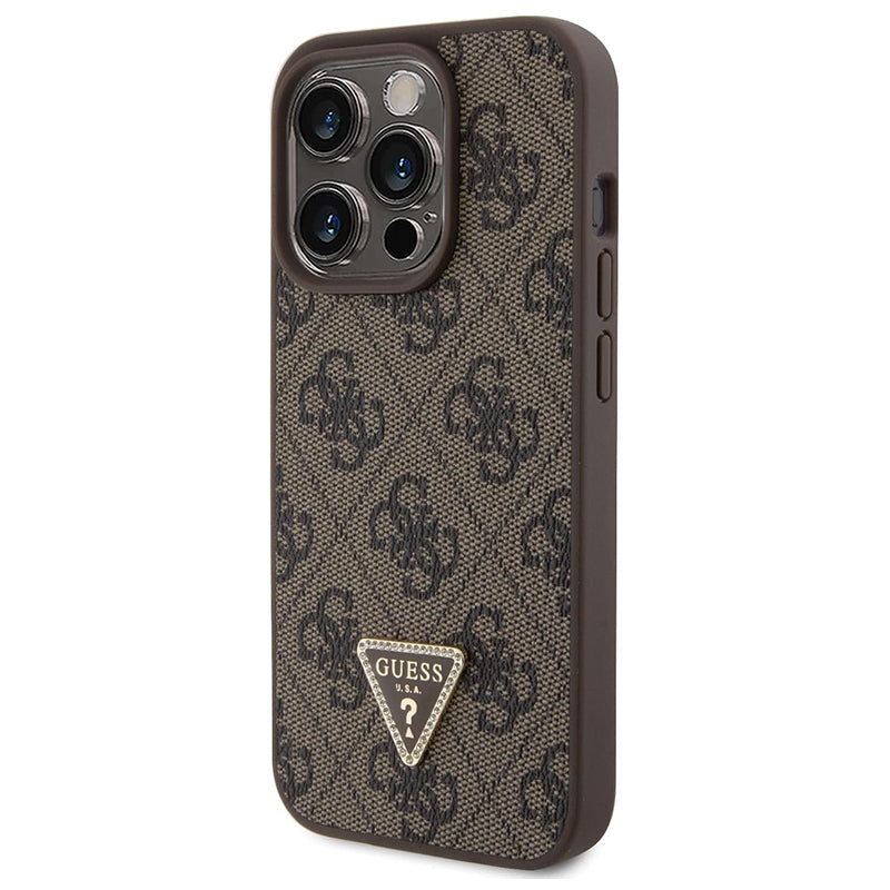 Guess Hardcase PU Leather 4G Triangle Strass Brown