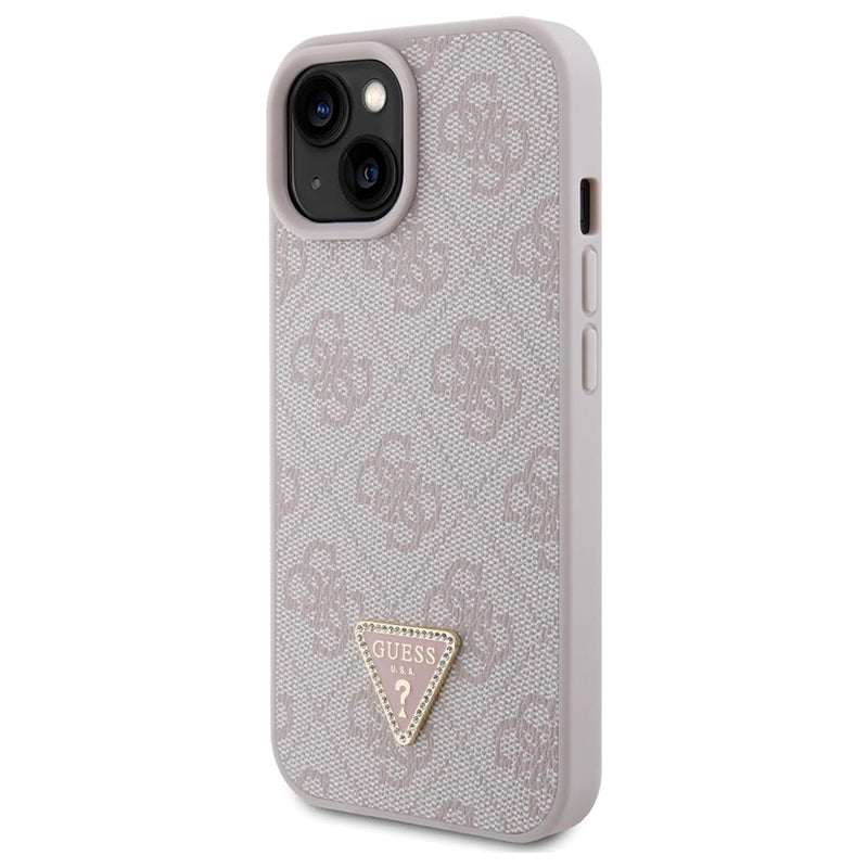 Guess Hardcase PU Leather 4G Triangle Strass Pink